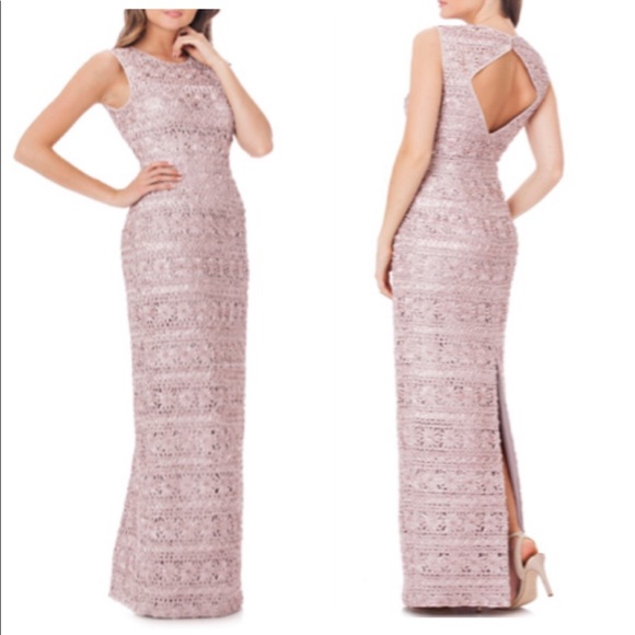 JS Collections Dresses & Skirts - JS collections NAVY& PINK chevron ribbon embroidered back cutout long dress